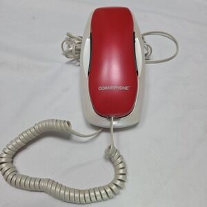 Conair Telephone Red/white‎ Retro Style Push Button Wall Mount Or Table